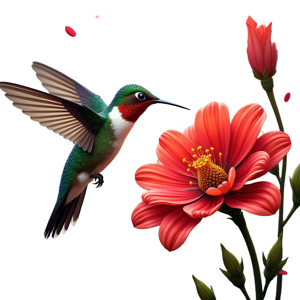 Hummingbird and Flower